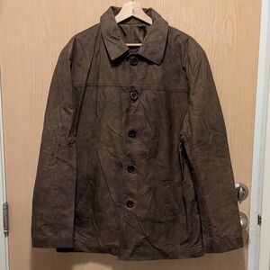 Vintage Men's Chocolate Brown Leather Coat, XXL, Made In Argentina